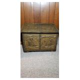 Hand Hammered Brass Relief Trunk, 32"