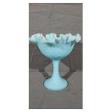 Blue Fenton Satin Glass Compote