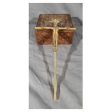 10in. Vintage Cross with Heavily Carved Chest