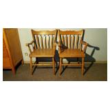 2 Amish Oak Captains Chairs