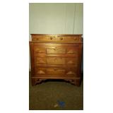 Early Walnut Step Back 5 Drawer Chest