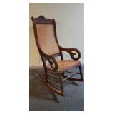 Cane Back/Seat Wicker Rocker, Walnut