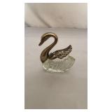 Silver and Glass Swan Salt Vault