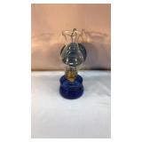 Small Cobalt Glass Oil Lamp