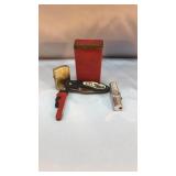 Vintage Leather Cigarette Case, Lighters and a