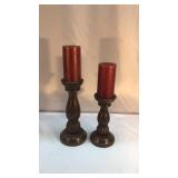 Wood Turned Candle Holders With Candles