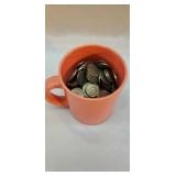 8oz. Coffe Mug Full of Jefferson Nickels