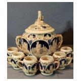 Amazing Vintage German Stoneware Punch Set