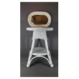 Very Nice White Wicker Table And Mirror