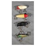4 Early Handmade Wooden Fishing Lures