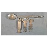 4 Early Antique Bottle Openers