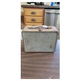 Vintage Metal Lunch Box With Leather Handle