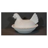 7in. Milkglass Hen On a Nest