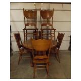 Oak Table  6 Chairs  Self Storing Leaf