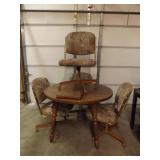 TABLE, LEAF, 4 ROLLER CHAIRS

42" WITH 12 "