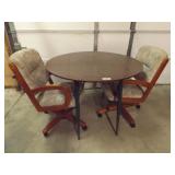 DROP LEAF TABLE 2 ROLLER CHAIRS

42" ROUND OR