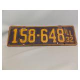 1932 ILLINOIS LICENSE PLATE