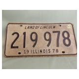 1978 ILLINOIS LICENSE PLATE