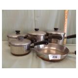 REVEREWARE COPPER BOTTOM 5 PC 4 LIDS