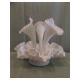 FENTON MILK GLASS EPERGNE