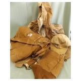 CARHART   XXL JACKET, 40 X 34 OVERALLS,  2 HATS