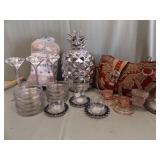 CANDLE HOLDERS, SEASHELLS, PURSE, & A LARGE