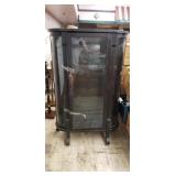 Early Curved Glass Curio Caninet