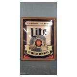 Vintage Miller Lite Cold Beer Mirror, 20"
