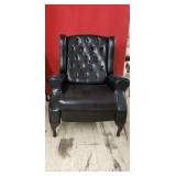 Vintage Black Tufted Back Queen Anne Recliner