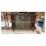 Short 4ft. Mid Century Glass Front Bar Cabinet