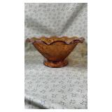 Vintage Indiana Glass Tiara Amber Footed Bowl 12?