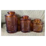 Glass Tiara Amber 3 pc canister set