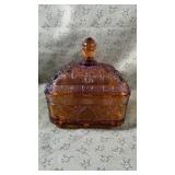 Indiana Glass Tiara Amber Square candy dish