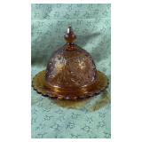 Indiana Glass Tiara Amber Dome butter dish