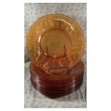 Indiana Glass Tiara Amber 10 pc - 12? Dinner plat