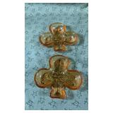 2 Vintage Indiana Amber Glass Tiara candy dish