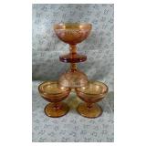 Vintage Indiana Amber Glass Tiara 4 pc Dessert cup