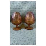 Vintage Indiana Amber Glass Tiara Tea Lights