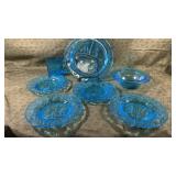 Vintage Indiana Blue Glass Tiara Nursery Rhymes