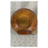 Vintage Indiana Amber Glass Tiara Serving Bowl 7"