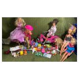 Vintage Barbie lot bike horse dolls and