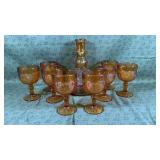 Indiana Glass Amber Tiara Decanter & Glasses