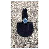 1 - 10K white gold ring w/topaz? stone, size 6 1/2
