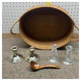 Candle holders wood spoon basket