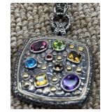 Multi colored pendant in sterling silver .825 +