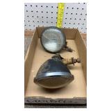 Pair vintage tractor lights