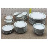 Fine china set 13 plates, 12 cups, 10 bowls, 13