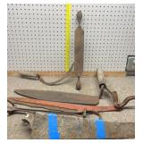 Hay saws, pig leader, hand sythe, misc vintage