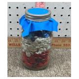 Quart canning jar of vintage sewing buttons