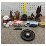 Ashtray, banks, & misc decor